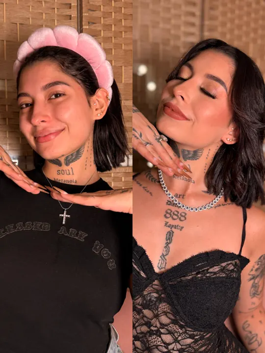 Latin Gang Europa — Antes y después del maquillaje de VALKA por Daniela Buendía